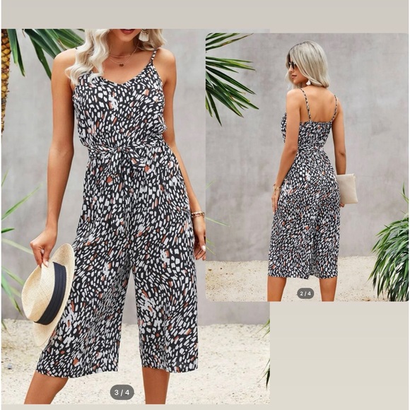 All over printed cami with belted Cami jumpsuit - Picture 2 of 7